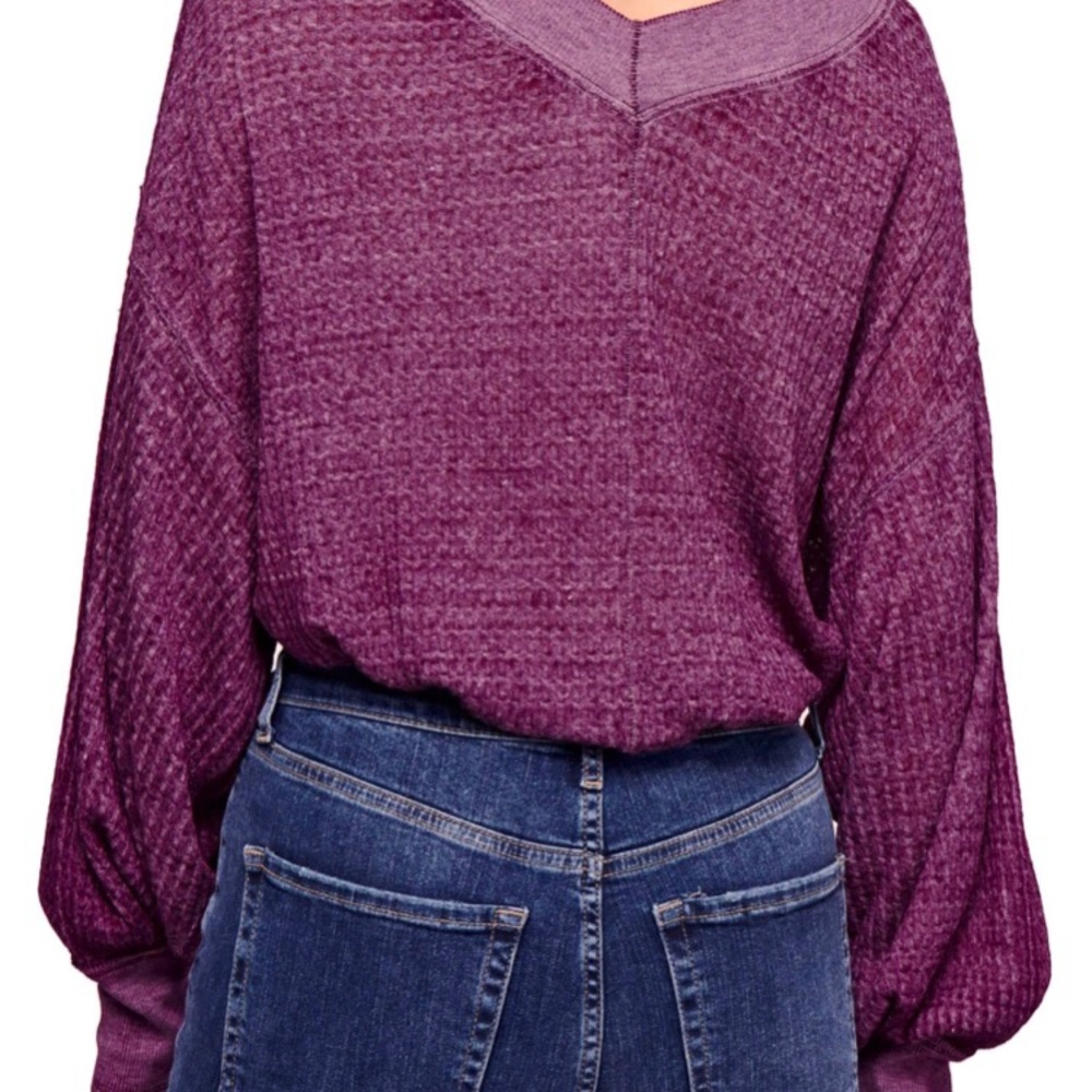 Free People- South Side- Thermal Top- Violet - Picture 3 of 6